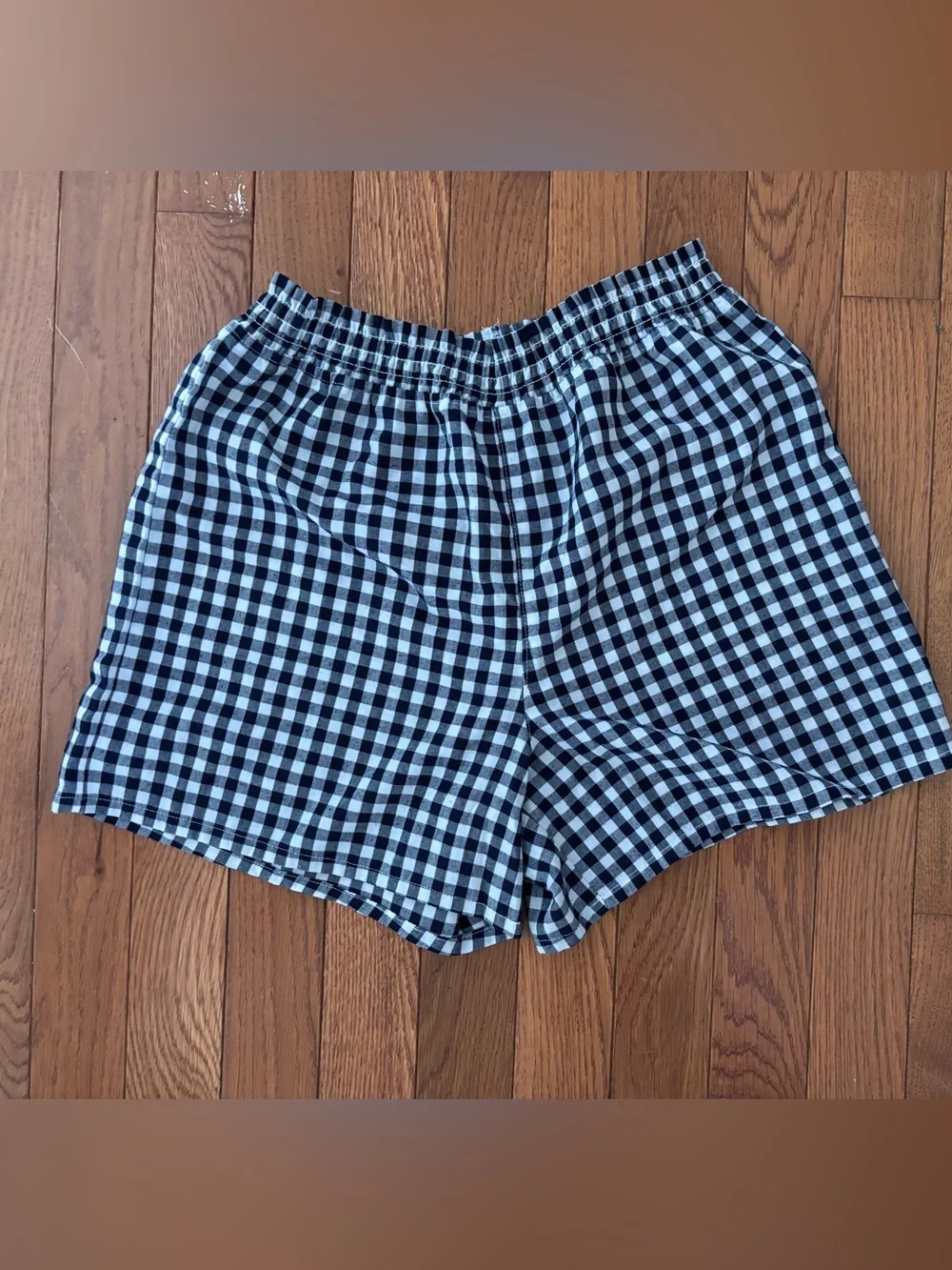 Cat & Jack Kids Denim Wide-Leg Pants in Light Blue & GAP checkered shorts